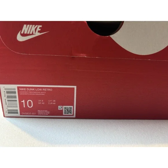 Nike Dunk Low Retro University Red Obsidian Sneakers DV0833-601 Mens Size 10 NEW - Picture 11 of 11